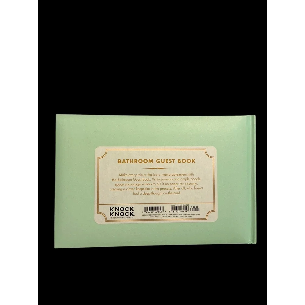 Knock Knock Bathroom Guest Book Mint Green Hardcover Gold Foil Funny Gift Humor